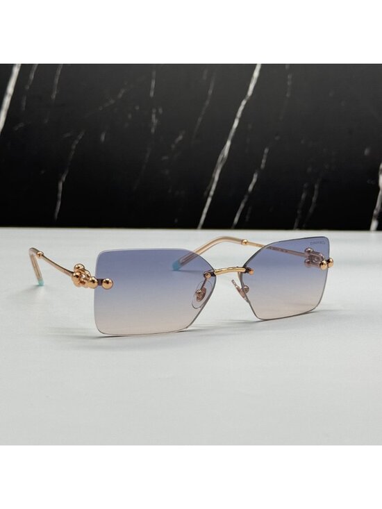Tiffany & Co TF3088 610516 Blue Gold Rimless Women Sunglasses Authentic NEW main image 11